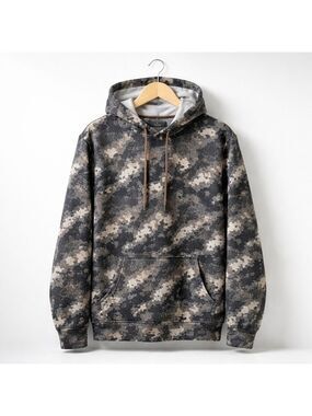 Mountain Ridge Camo Hoodie | Men’s Medium Fleece Lined Pullover Sweatshirt
